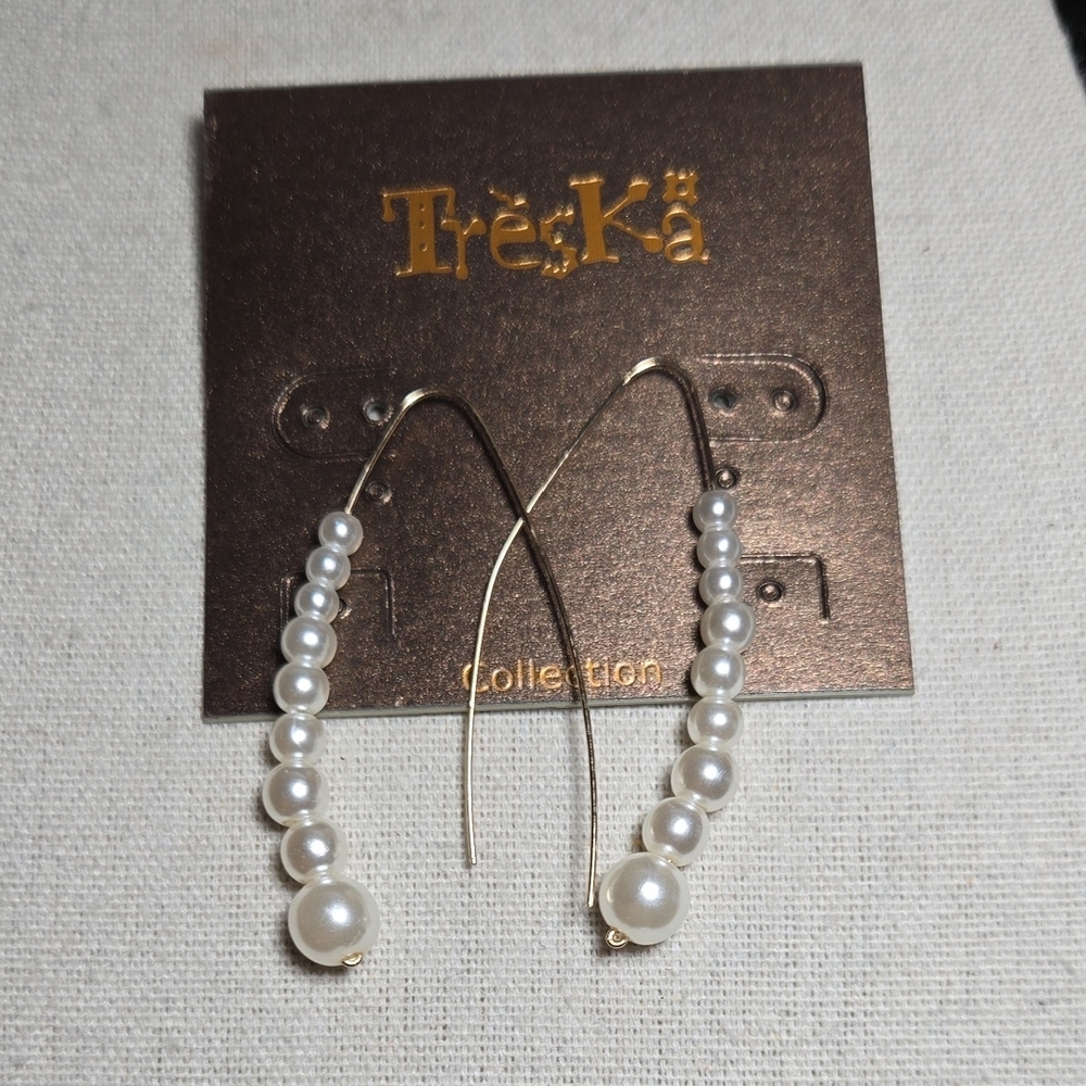 Treska Collection Faux Pearl French Wire Earrings